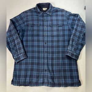 LL Bean Fleece Lined Flannel Button Up Shirt Jacket Size L Tall. Heavy Shacket